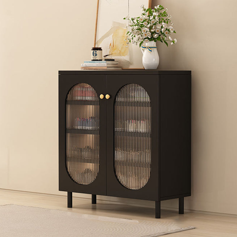 Moderner minimalistischer rechteckiger Rattan-Glas-MDF-Massivholz-Öko-Board-Webschuhspeicher 4-stufig für Eingangsbereiche 