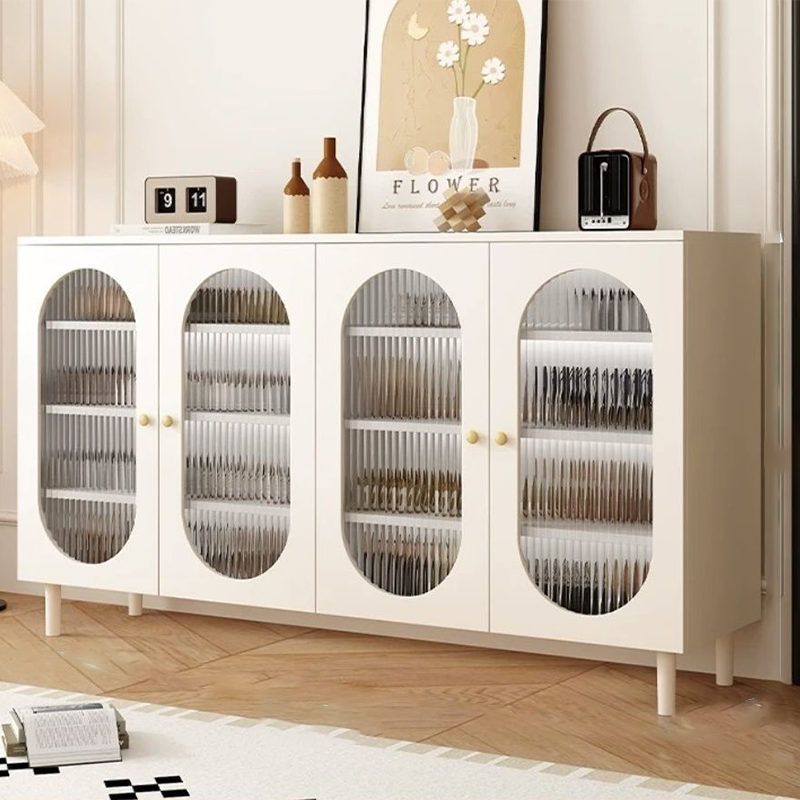 Moderner minimalistischer rechteckiger Rattan-Glas-MDF-Massivholz-Öko-Board-Webschuhspeicher 4-stufig für Eingangsbereiche 