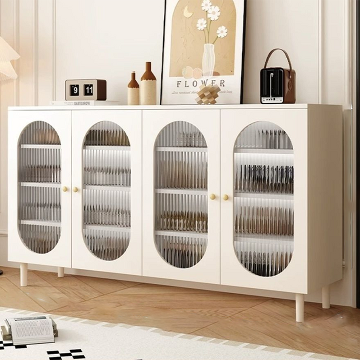 Moderner minimalistischer rechteckiger Rattan-Glas-MDF-Massivholz-Öko-Board-Webschuhspeicher 4-stufig für Eingangsbereiche 