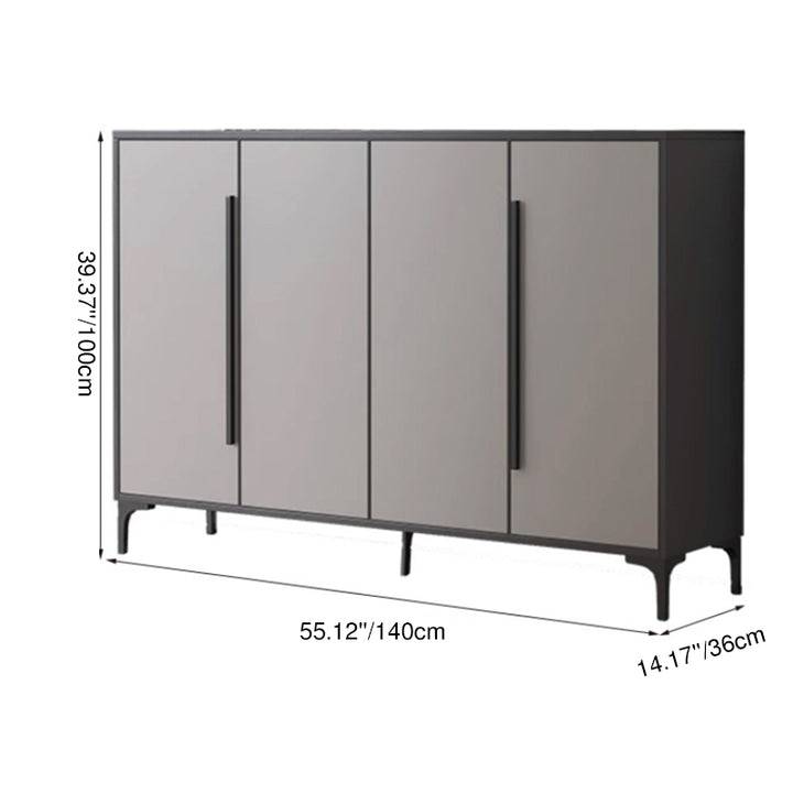Contemporary Nordic Rectangular Aluminum Alloy Carbon Steel Shoe Storage 4-Tier For Entryways