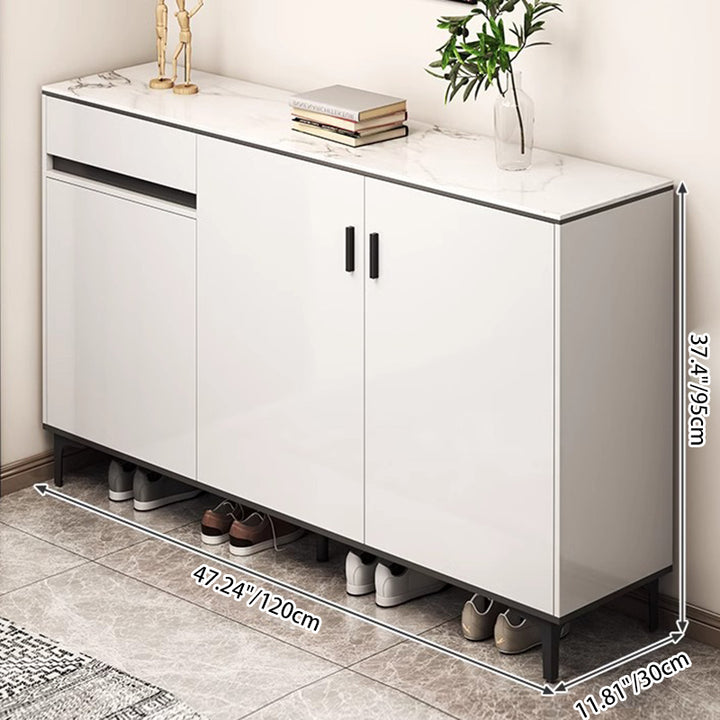 Zeitgenössischer Luxus rechteckiger MDF-Metall-Schuhschrank 4-stufig für Eingangsbereiche 