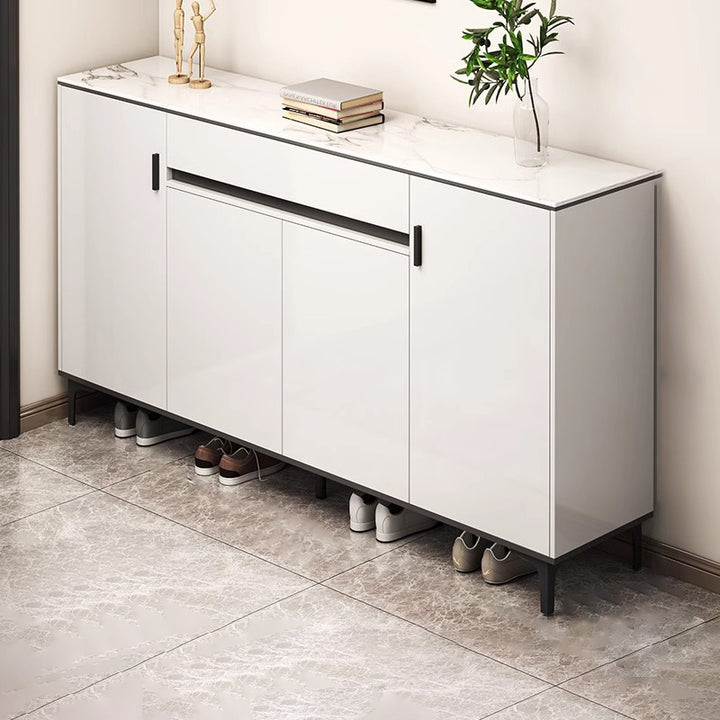 Zeitgenössischer Luxus rechteckiger MDF-Metall-Schuhschrank 4-stufig für Eingangsbereiche 