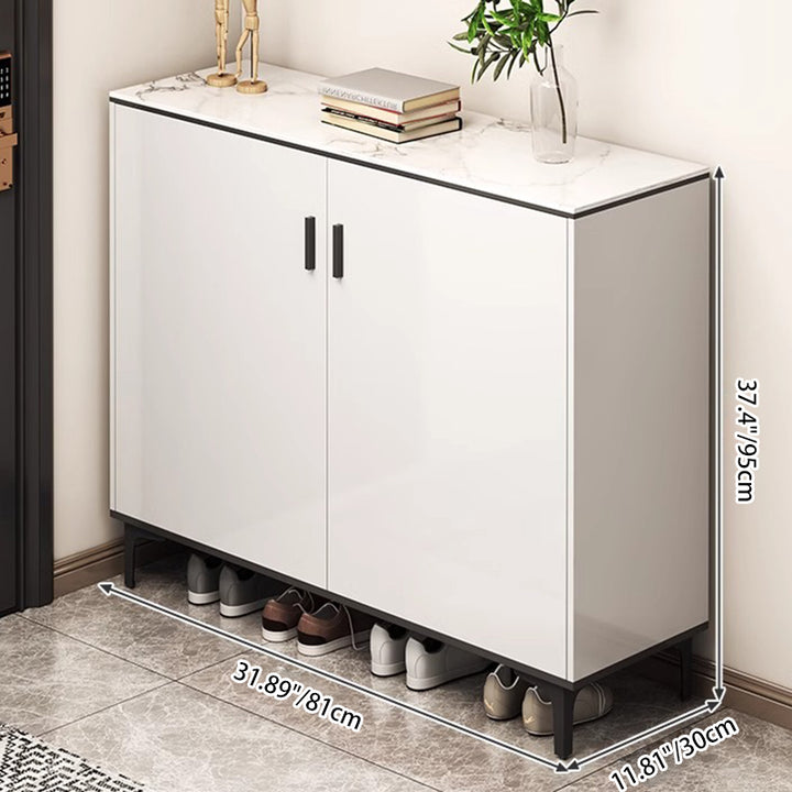 Zeitgenössischer Luxus rechteckiger MDF-Metall-Schuhschrank 4-stufig für Eingangsbereiche 