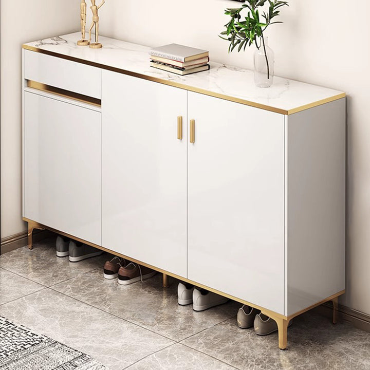 Zeitgenössischer Luxus rechteckiger MDF-Metall-Schuhschrank 4-stufig für Eingangsbereiche 