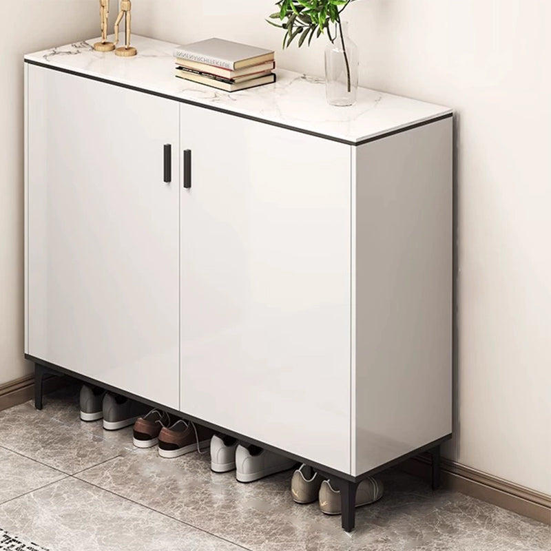Zeitgenössischer Luxus rechteckiger MDF-Metall-Schuhschrank 4-stufig für Eingangsbereiche 