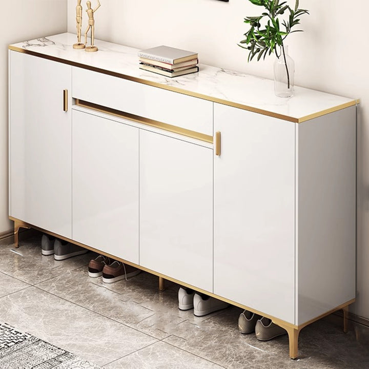 Zeitgenössischer Luxus rechteckiger MDF-Metall-Schuhschrank 4-stufig für Eingangsbereiche 
