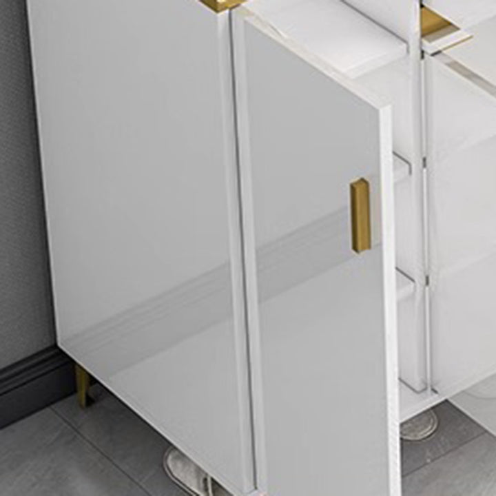 Zeitgenössischer Luxus rechteckiger MDF-Metall-Schuhschrank 4-stufig für Eingangsbereiche 