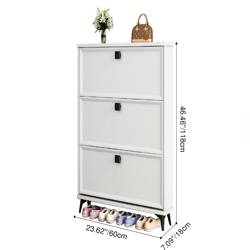 Modern Minimalist Rectangular MDF Metal Shoe Storage 3-Tier For Entryways