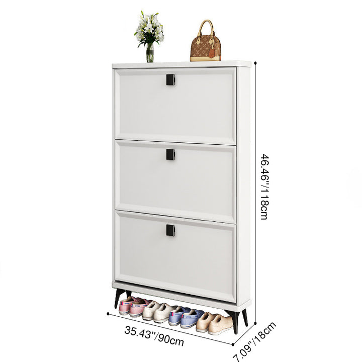 Modern Minimalist Rectangular MDF Metal Shoe Storage 3-Tier For Entryways