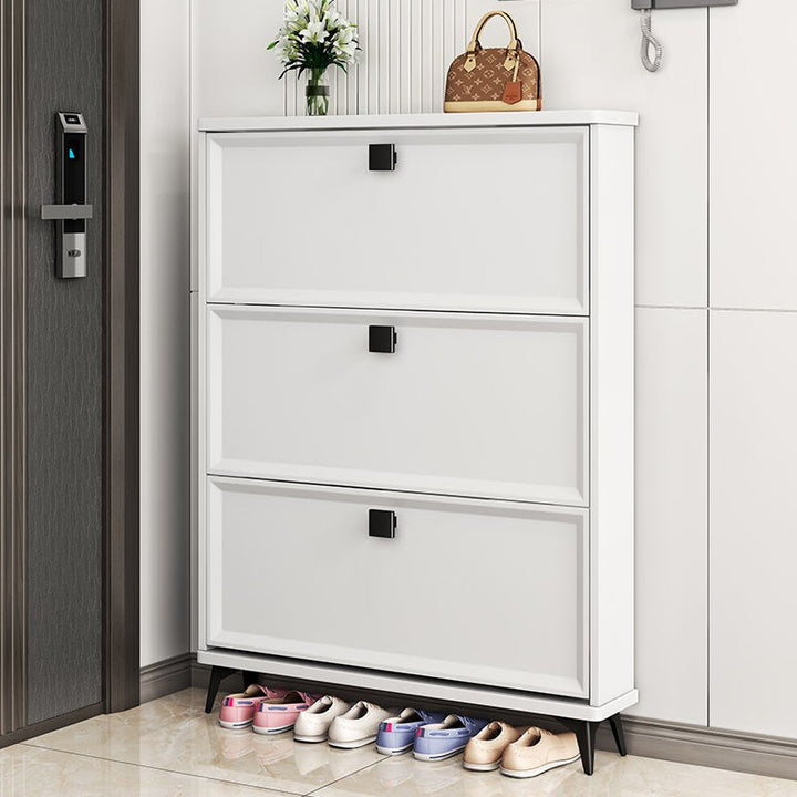 Modern Minimalist Rectangular MDF Metal Shoe Storage 3-Tier For Entryways
