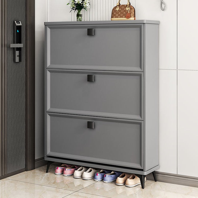 Modern Minimalist Rectangular MDF Metal Shoe Storage 3-Tier For Entryways