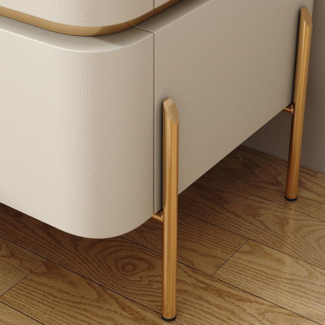 Zeitgenössischer Luxus quadratischer rechteckiger Steinschicht Mikrofaserleder Massivholz Sperrholz Kiefernholz Nachttisch 2-Schublade für Schlafzimmer 