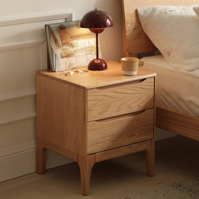 Modern Minimalist Square Rectangular Oak Wood Paulownia Wood Nightstan ...