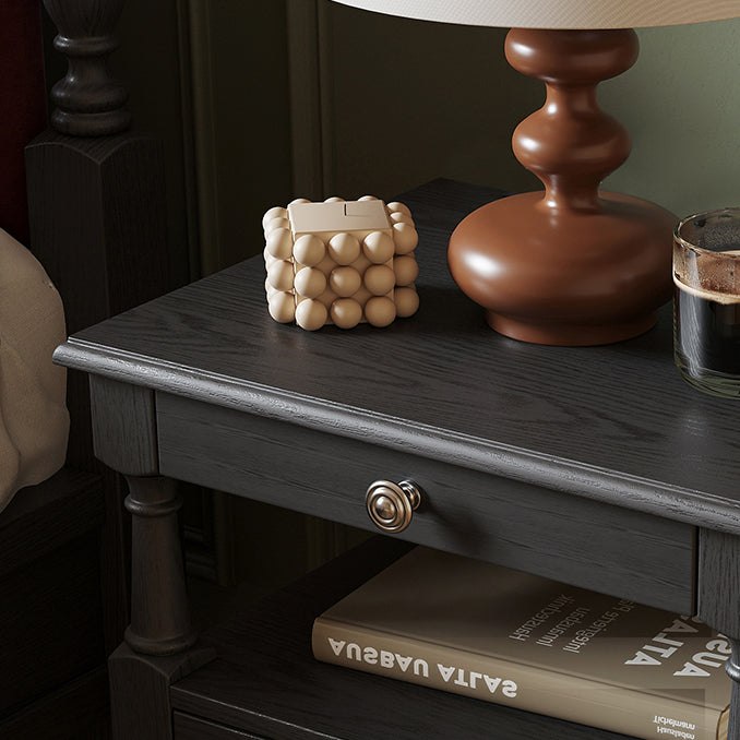 Moderno Retro Cuadrado Rectangular Madera de Fresno Madera de Caucho Madera Maciza Contrachapado Mesita de Noche de 2 Cajones Para Dormitorio 