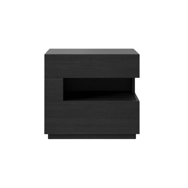 Mesita de noche moderna minimalista cuadrada/rectangular de tablero de partículas de 2 niveles para dormitorio 