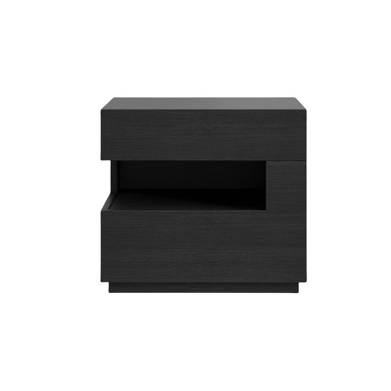 Mesita de noche moderna minimalista cuadrada/rectangular de tablero de partículas de 2 niveles para dormitorio 