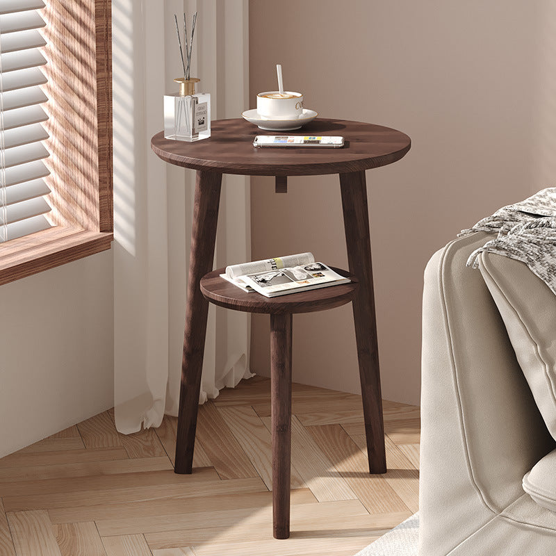 Moderner minimalistischer runder Nan-Bambus-Beistelltisch 2-stufig für das Wohnzimmer 