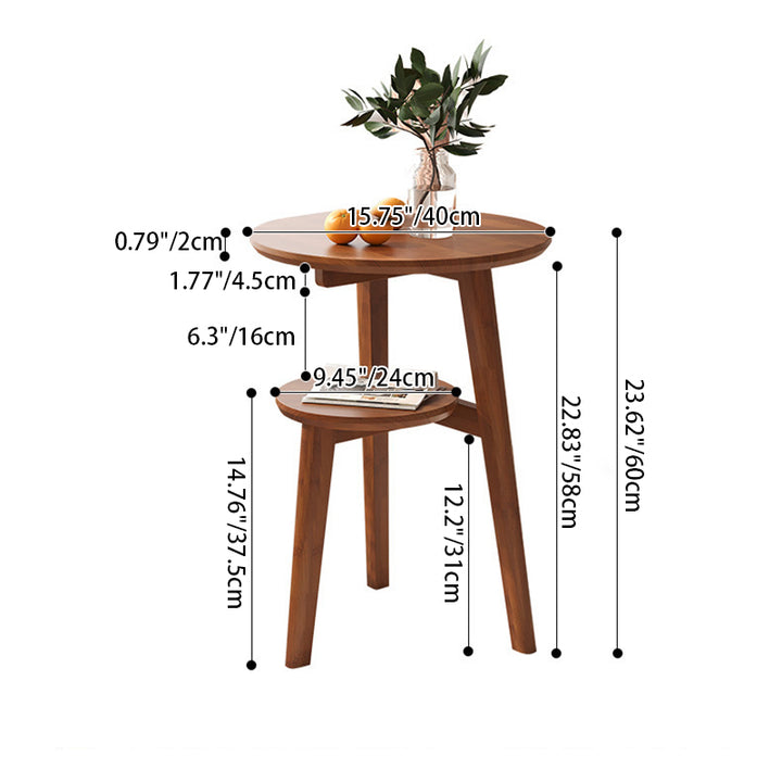 Moderner minimalistischer runder Nan-Bambus-Beistelltisch 2-stufig für das Wohnzimmer 