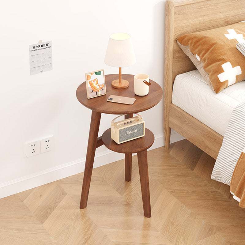 Moderner minimalistischer runder Nan-Bambus-Beistelltisch 2-stufig für das Wohnzimmer 