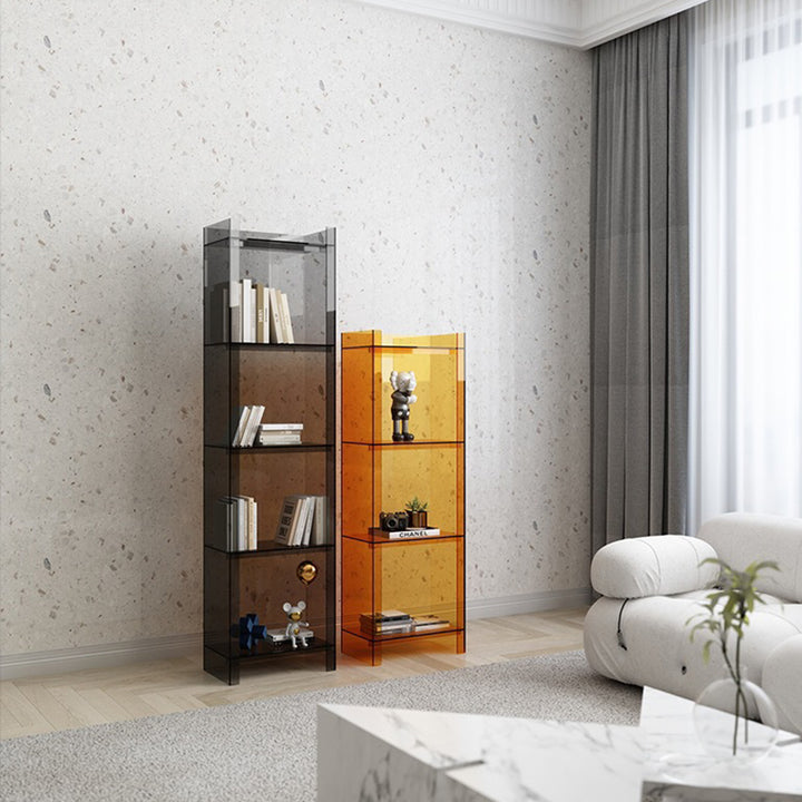 Moderno estante de exhibición de acrílico cuadrado rectangular minimalista de 4/5 niveles para sala de estar 