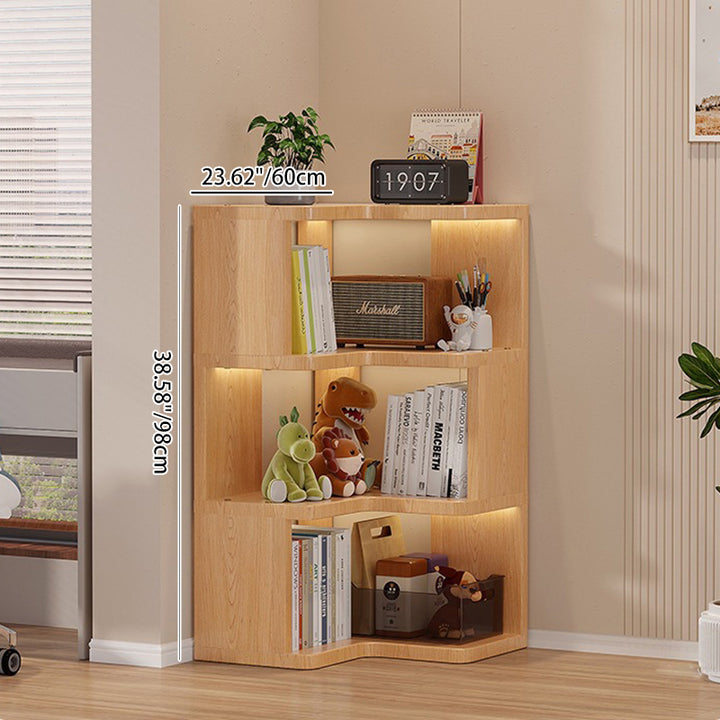 Modern Minimalist L-shaped Solid Wood Plywood Corner Shelf Unit 3/4/5-Tier For Living Room