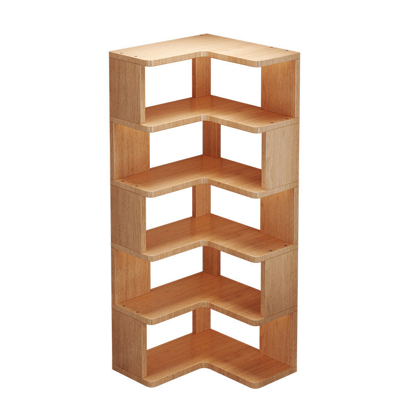 Modern Minimalist L-shaped Solid Wood Plywood Corner Shelf Unit 3/4/5-Tier For Living Room