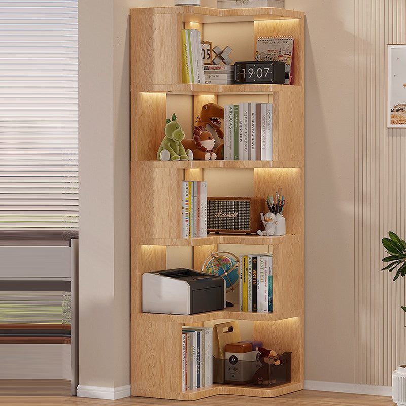 Modern Minimalist L-shaped Solid Wood Plywood Corner Shelf Unit 3/4/5-Tier For Living Room