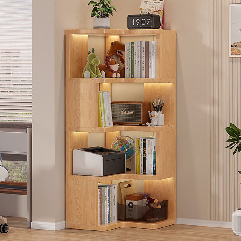 Modern Minimalist L-shaped Solid Wood Plywood Corner Shelf Unit 3/4/5-Tier For Living Room