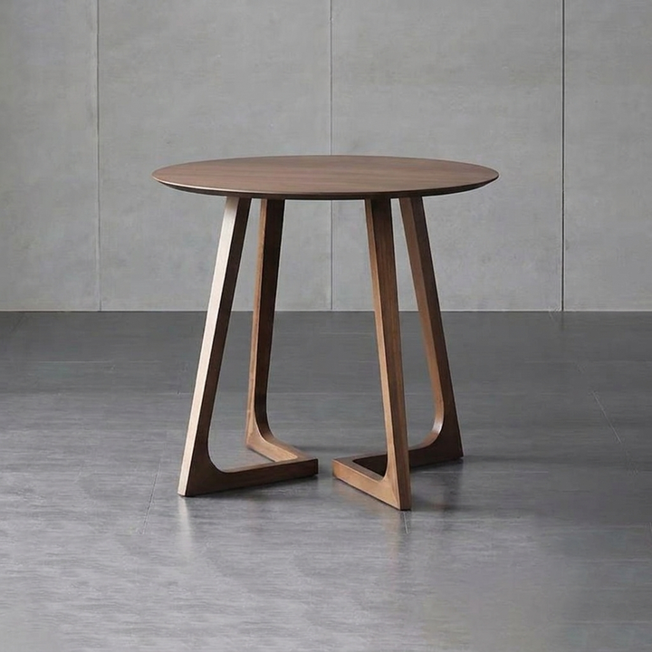 Mesa de comedor redonda nórdica contemporánea de madera de caucho para 1-2 plazas 