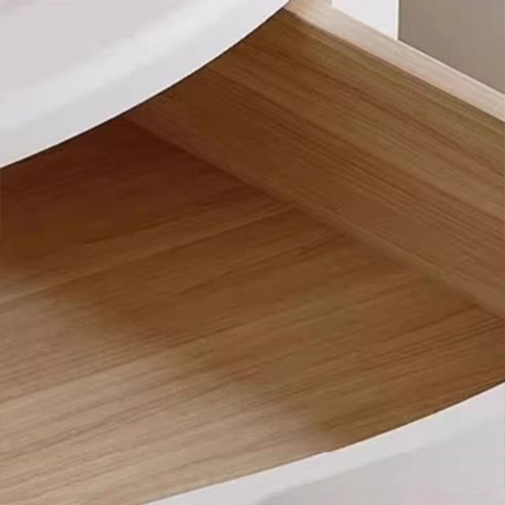 Contemporary Creative Round MDF Pine Wood Carbon Steel Coffee Table 1-Drawer For Living Room