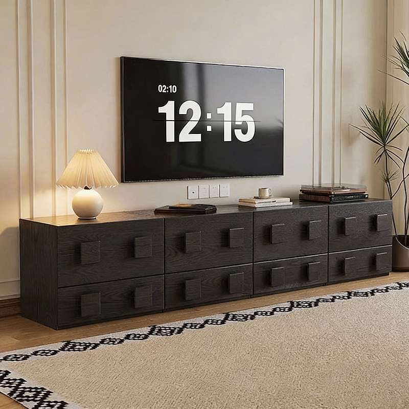Contemporary Retro Square Rectangular MDF Stackable Nightstand 1-Drawer For Bedroom