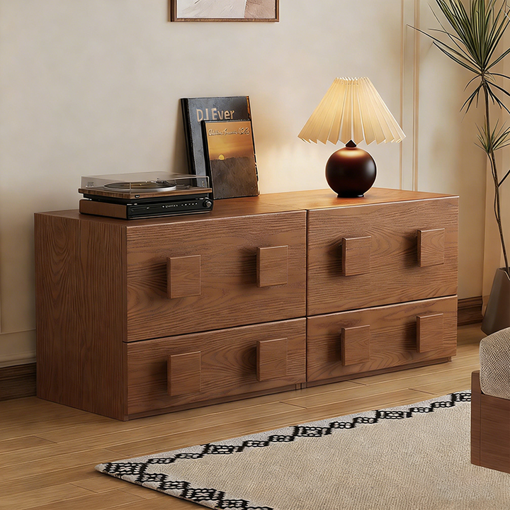 Contemporary Retro Square Rectangular MDF Stackable Nightstand 1-Drawer For Bedroom