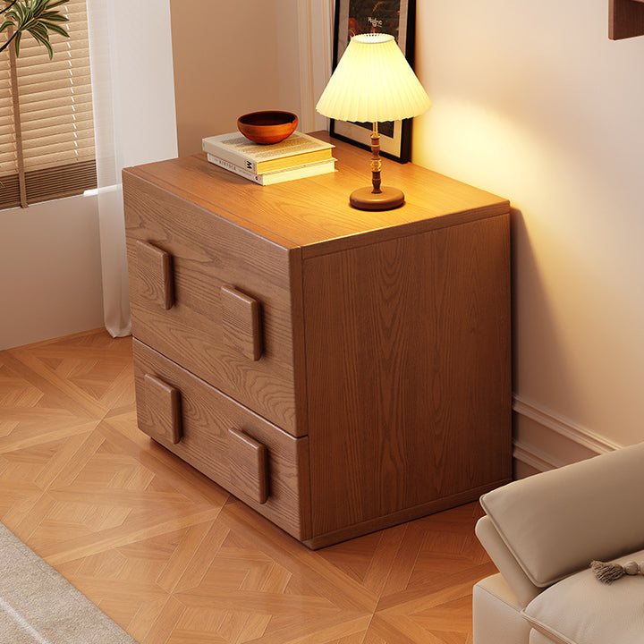 Contemporary Retro Square Rectangular MDF Stackable Nightstand 1-Drawer For Bedroom