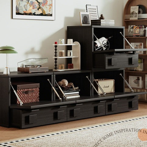Contemporary Retro Square Rectangular MDF Stackable Nightstand 1-Drawer For Bedroom