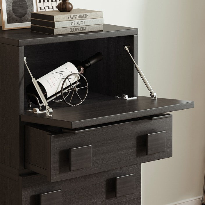 Contemporary Retro Square Rectangular MDF Stackable Nightstand 1-Drawer For Bedroom