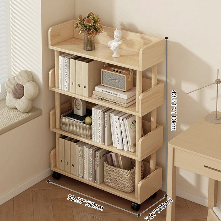 Estantería móvil rectangular de MDF minimalista moderna de 3/4 niveles para sala de estar 