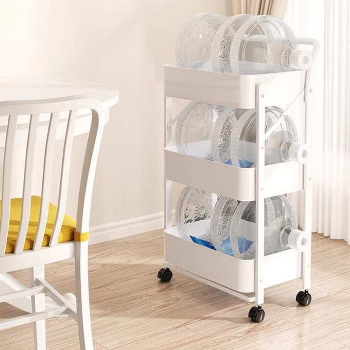 Mesa Auxiliar Plegable Móvil de Acero al Carbono de Plástico Rectangular Minimalista Moderna de 3 Niveles para Sala de Estar 