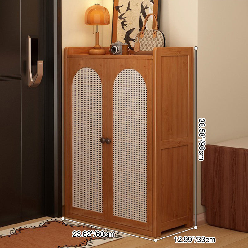 Traditionelles japanisches rechteckiges Nan-Bambus-Kunststoff-Rattan-MDF-Weben-Schuhregal mit 6/7/8 Ebenen für Eingangsbereiche 