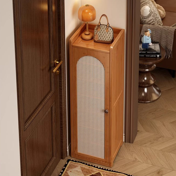 Traditionelles japanisches rechteckiges Nan-Bambus-Kunststoff-Rattan-MDF-Weben-Schuhregal mit 6/7/8 Ebenen für Eingangsbereiche 