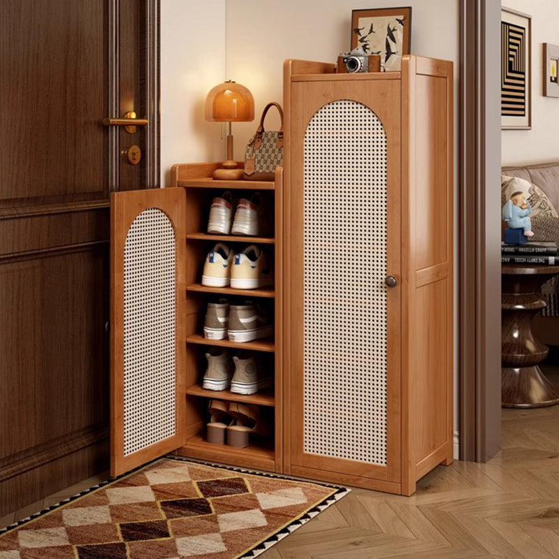 Traditionelles japanisches rechteckiges Nan-Bambus-Kunststoff-Rattan-MDF-Weben-Schuhregal mit 6/7/8 Ebenen für Eingangsbereiche 