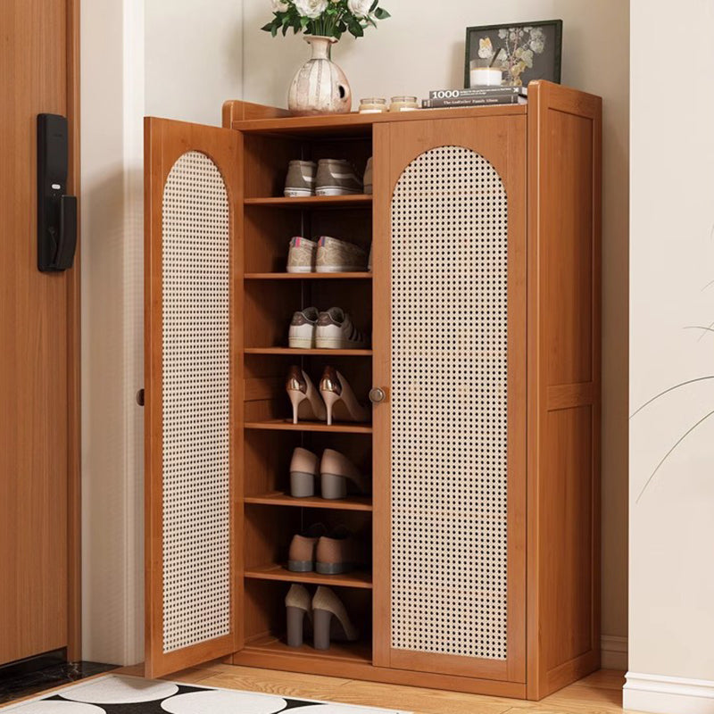 Traditionelles japanisches rechteckiges Nan-Bambus-Kunststoff-Rattan-MDF-Weben-Schuhregal mit 6/7/8 Ebenen für Eingangsbereiche 