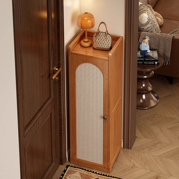 Traditionelles japanisches rechteckiges Nan-Bambus-Kunststoff-Rattan-MDF-Weben-Schuhregal mit 6/7/8 Ebenen für Eingangsbereiche 