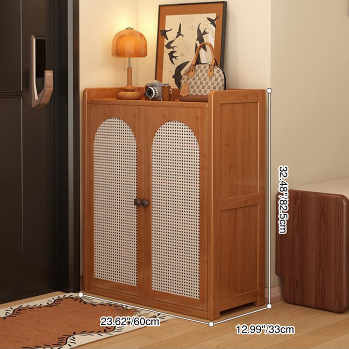 Traditionelles japanisches rechteckiges Nan-Bambus-Kunststoff-Rattan-MDF-Weben-Schuhregal mit 6/7/8 Ebenen für Eingangsbereiche 
