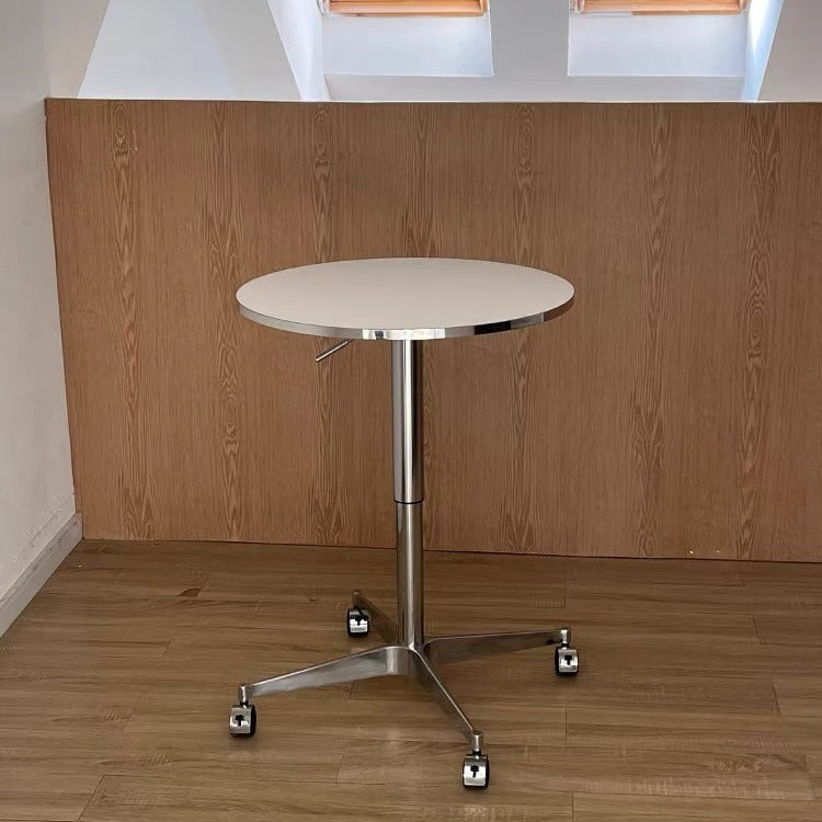 Table basse moderne minimaliste ronde en panneau de particules orientées en aluminium allié, réglable en hauteur, pour salon 