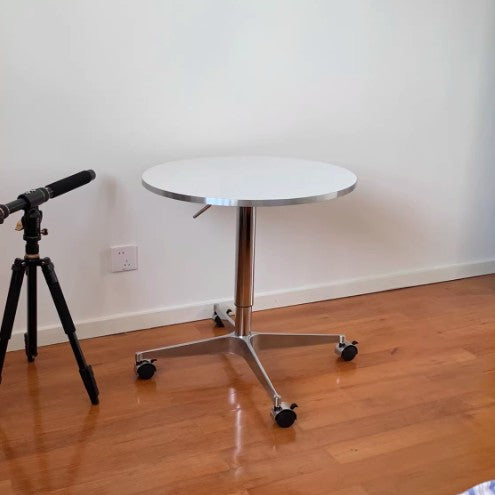 Table basse moderne minimaliste ronde en panneau de particules orientées en aluminium allié, réglable en hauteur, pour salon 
