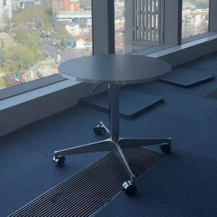 Table basse moderne minimaliste ronde en panneau de particules orientées en aluminium allié, réglable en hauteur, pour salon 