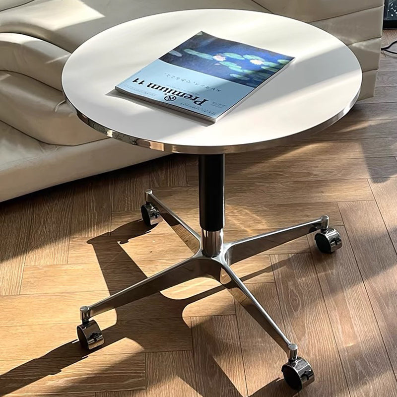 Table basse moderne minimaliste ronde en panneau de particules orientées en aluminium allié, réglable en hauteur, pour salon 