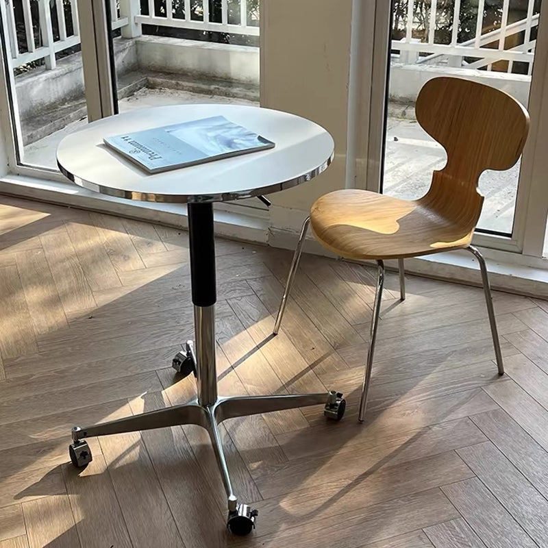Table basse moderne minimaliste ronde en panneau de particules orientées en aluminium allié, réglable en hauteur, pour salon 