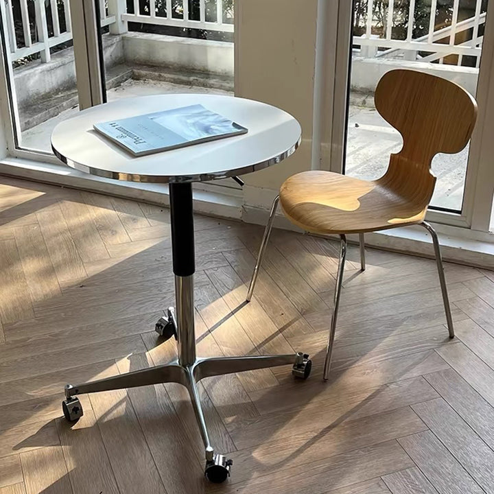 Table basse moderne minimaliste ronde en panneau de particules orientées en aluminium allié, réglable en hauteur, pour salon 