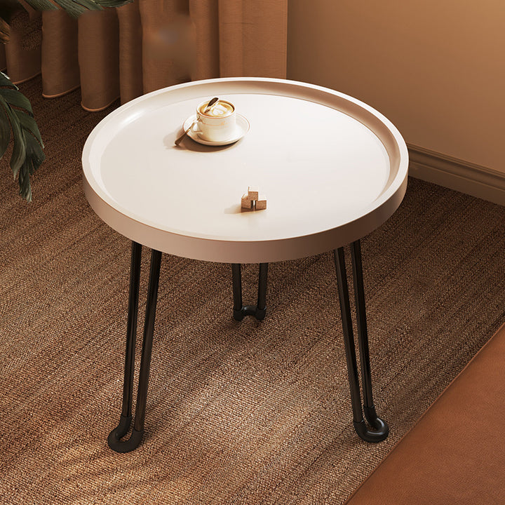 Mesa de Café Redonda Minimalista Moderna con Forma de Flor de MDF y Hierro Plegable para Sala de Estar 